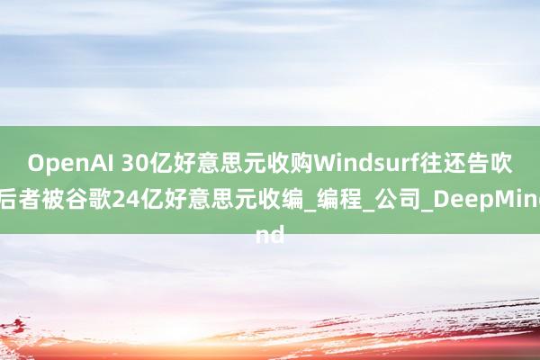 OpenAI 30亿好意思元收购Windsurf往还告吹 后者被谷歌24亿好意思元收编_编程_公司_DeepMind