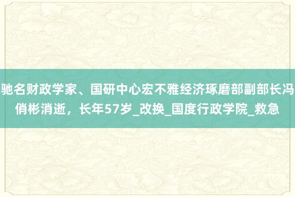驰名财政学家、国研中心宏不雅经济琢磨部副部长冯俏彬消逝，长年57岁_改换_国度行政学院_救急