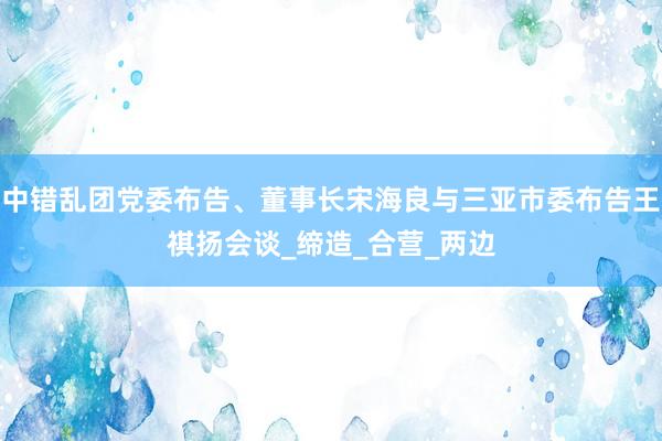中错乱团党委布告、董事长宋海良与三亚市委布告王祺扬会谈_缔造_合营_两边