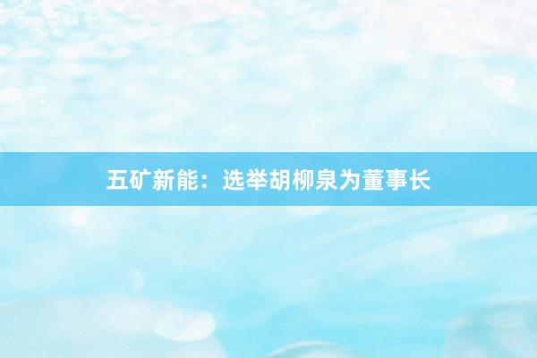 五矿新能：选举胡柳泉为董事长
