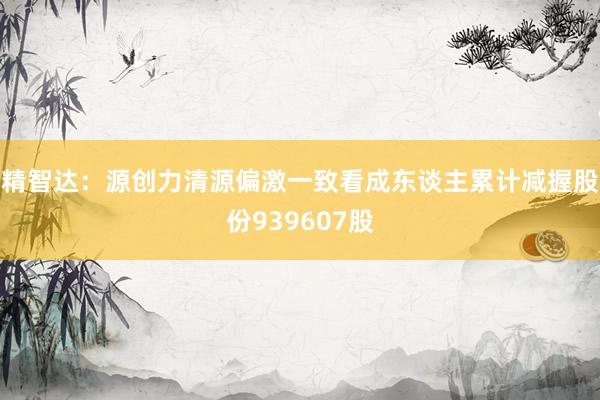 精智达：源创力清源偏激一致看成东谈主累计减握股份939607股