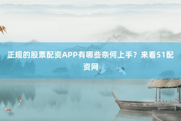 正规的股票配资APP有哪些奈何上手？来看51配资网