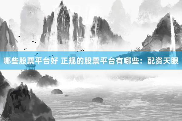哪些股票平台好 正规的股票平台有哪些：配资天眼