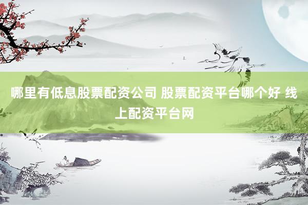 哪里有低息股票配资公司 股票配资平台哪个好 线上配资平台网