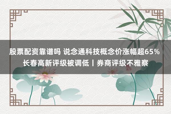 股票配资靠谱吗 说念通科技概念价涨幅超65% 长春高新评级被调低丨券商评级不雅察