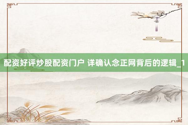 配资好评炒股配资门户 详确认念正网背后的逻辑_1