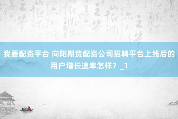 我要配资平台 向阳期货配资公司招聘平台上线后的用户增长速率怎样？_1