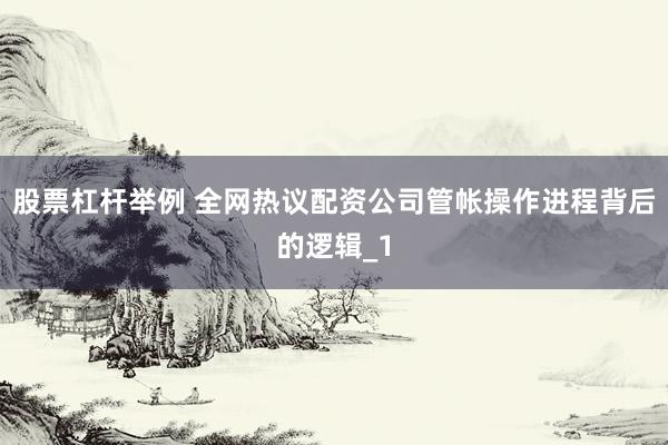 股票杠杆举例 全网热议配资公司管帐操作进程背后的逻辑_1