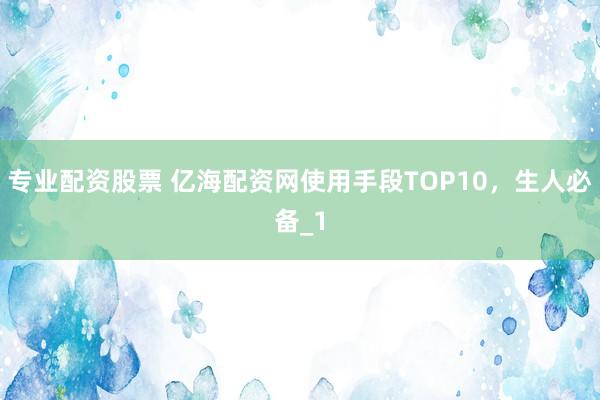 专业配资股票 亿海配资网使用手段TOP10，生人必备_1