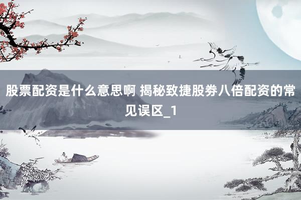 股票配资是什么意思啊 揭秘致捷股劵八倍配资的常见误区_1