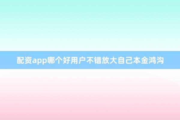 配资app哪个好用户不错放大自己本金鸿沟