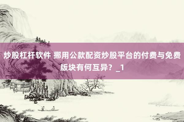 炒股杠杆软件 挪用公款配资炒股平台的付费与免费版块有何互异？_1